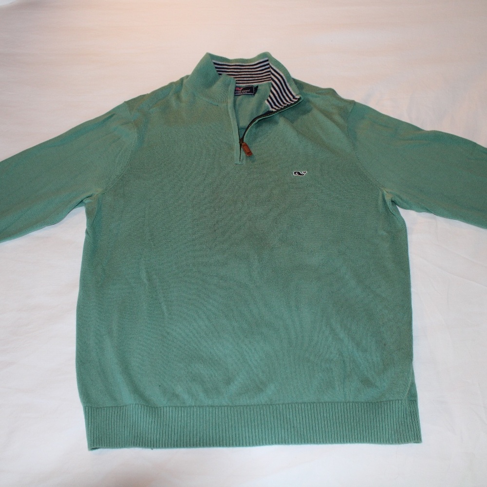 Vineyard Vines green 1/4 quarter zip sweater